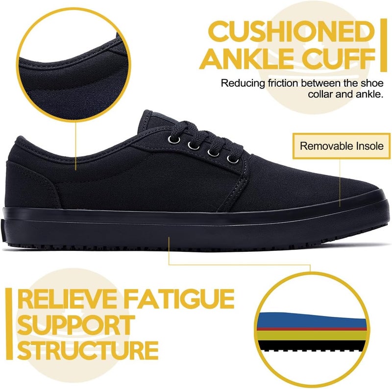 Convole Non-Slip Work Shoes, Unisex Water-Resistant Food Service Sneakers for Restaurant Server, Comfortable Black Casual Water & Oil Slip-Resistant Culinary Chef Kitchen Cook Shoes for Men & Women - Image 5